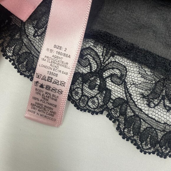 Agent Provocateur Wanda Black Silk Hooded Gown AP2 Small New - Picture 11 of 11